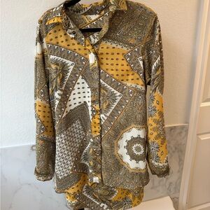 Orfenegro Mustard Paisley Button-Down Shirt